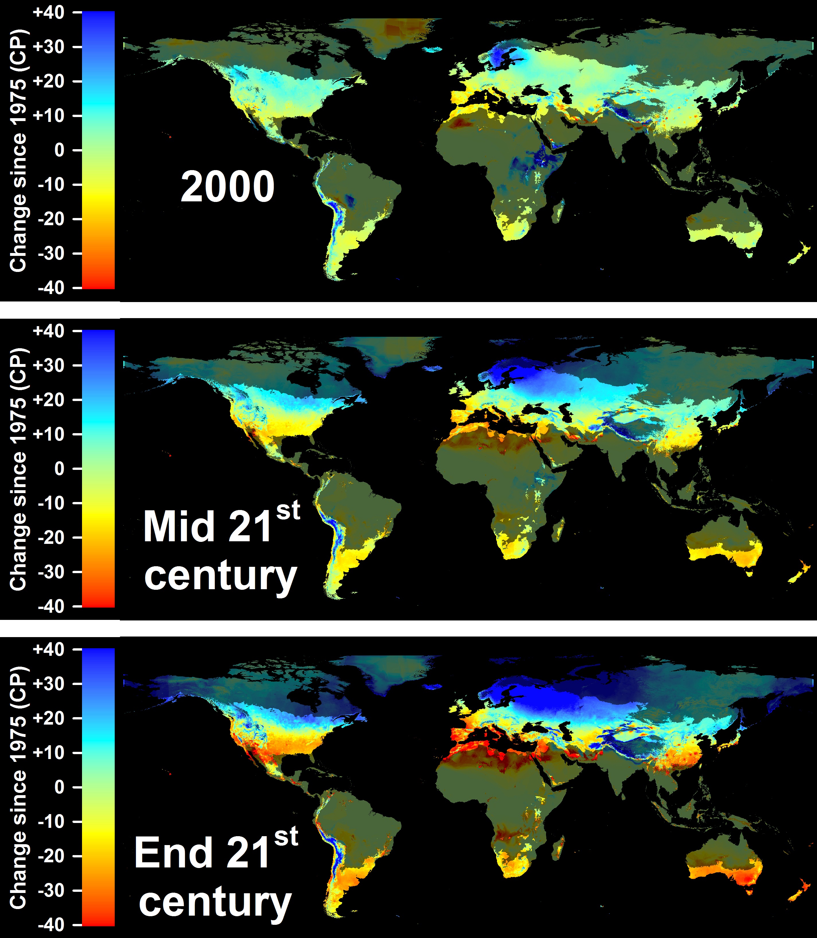 Projected decline in available winter chill around the world